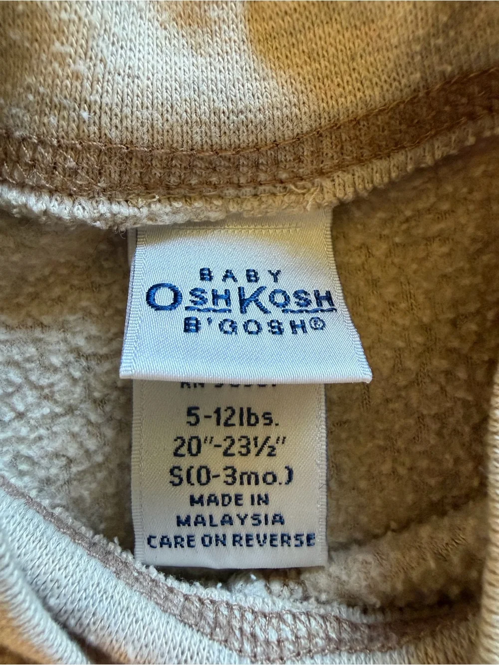 OshKosh B'gosh Beige One-Piece with Brown Moose Patch